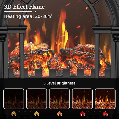 Miniatura 5 de Calentador eléctrico de chimenea de 22 pulgadas, llama ajustable realista 3D, certificado CSA, estufa eléctrica con termostato de 10001500 W,
