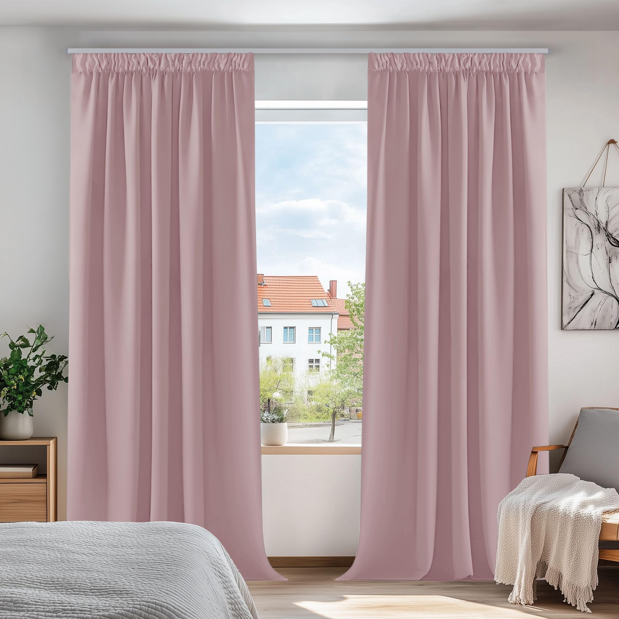 Deconovo Gardinen mit Kräuselband Blickdicht Vorhänge Kälteisolierend Thermovorhang für Balkontür Schlafzimmer 2 Stück