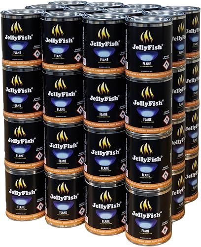Real JellyFish Flame Premium Gel Fuel 48 latas para interiores o exteriores, fabricadas en Estados Unidos, 13 onzas