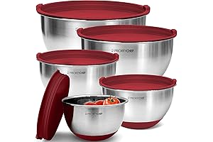Premium Red Mixing Bowls Set with Airtight Lids