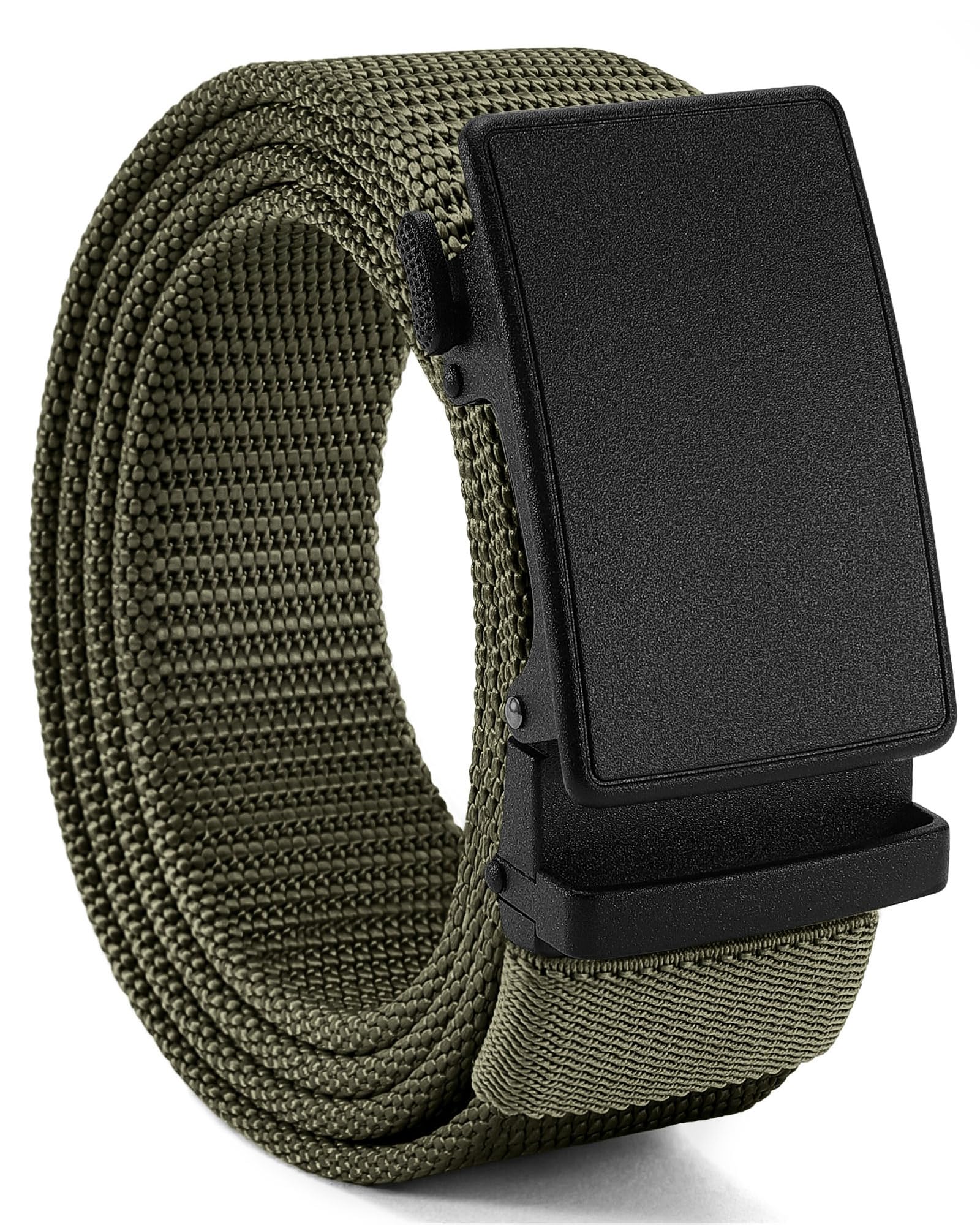 CHAOREN Nylon Ratchet Belts for Men - Adjustable Casual Work Belt with Slide Buckle - Trim to Fit