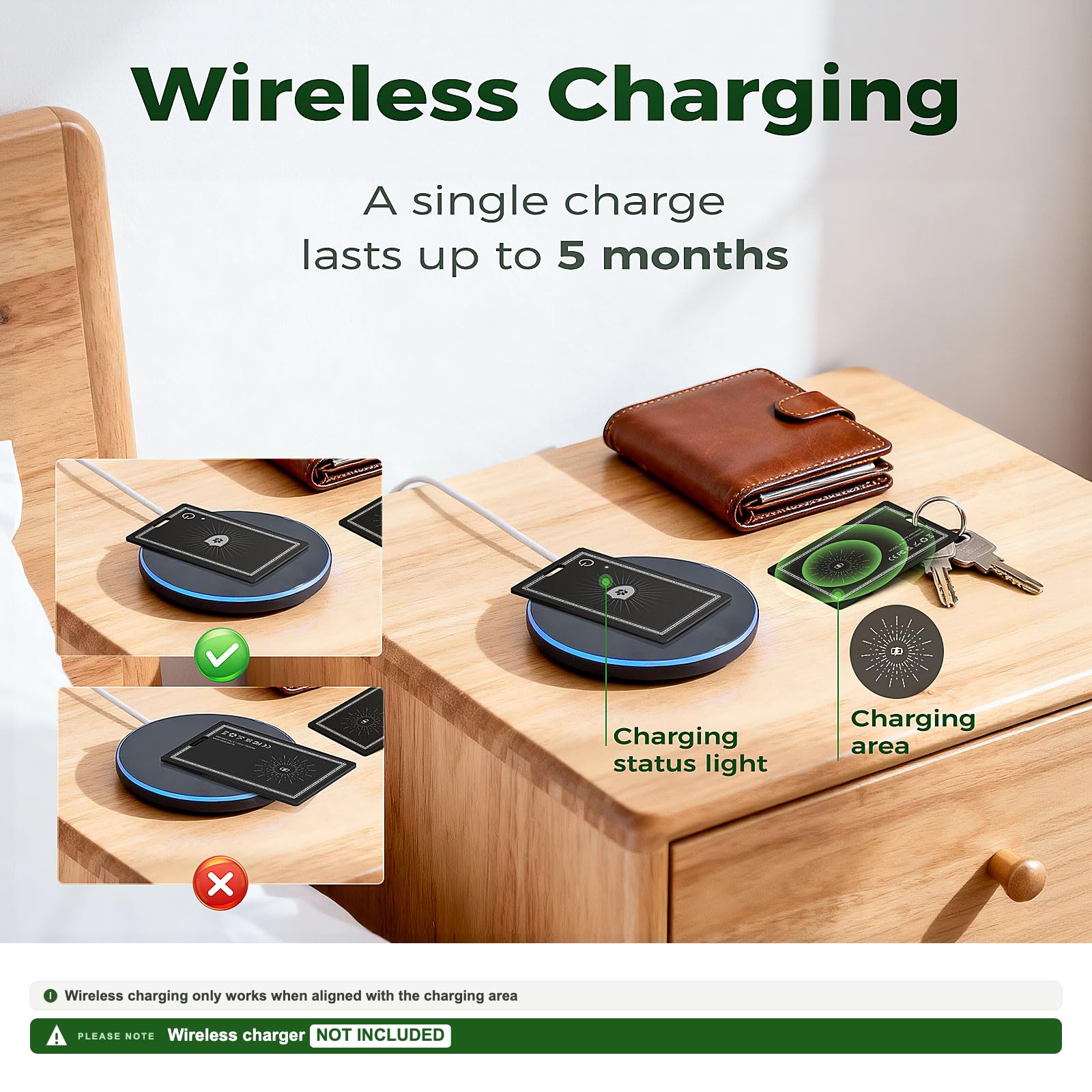 Card Tracker per Apple Find My (solo iOS) – Tracker Bluetooth ultra sottile ricaricabile, impermeabile IP68 e localizzatore di oggetti per chiavi, portafogli, borse, passaporto, etichette per bagagli