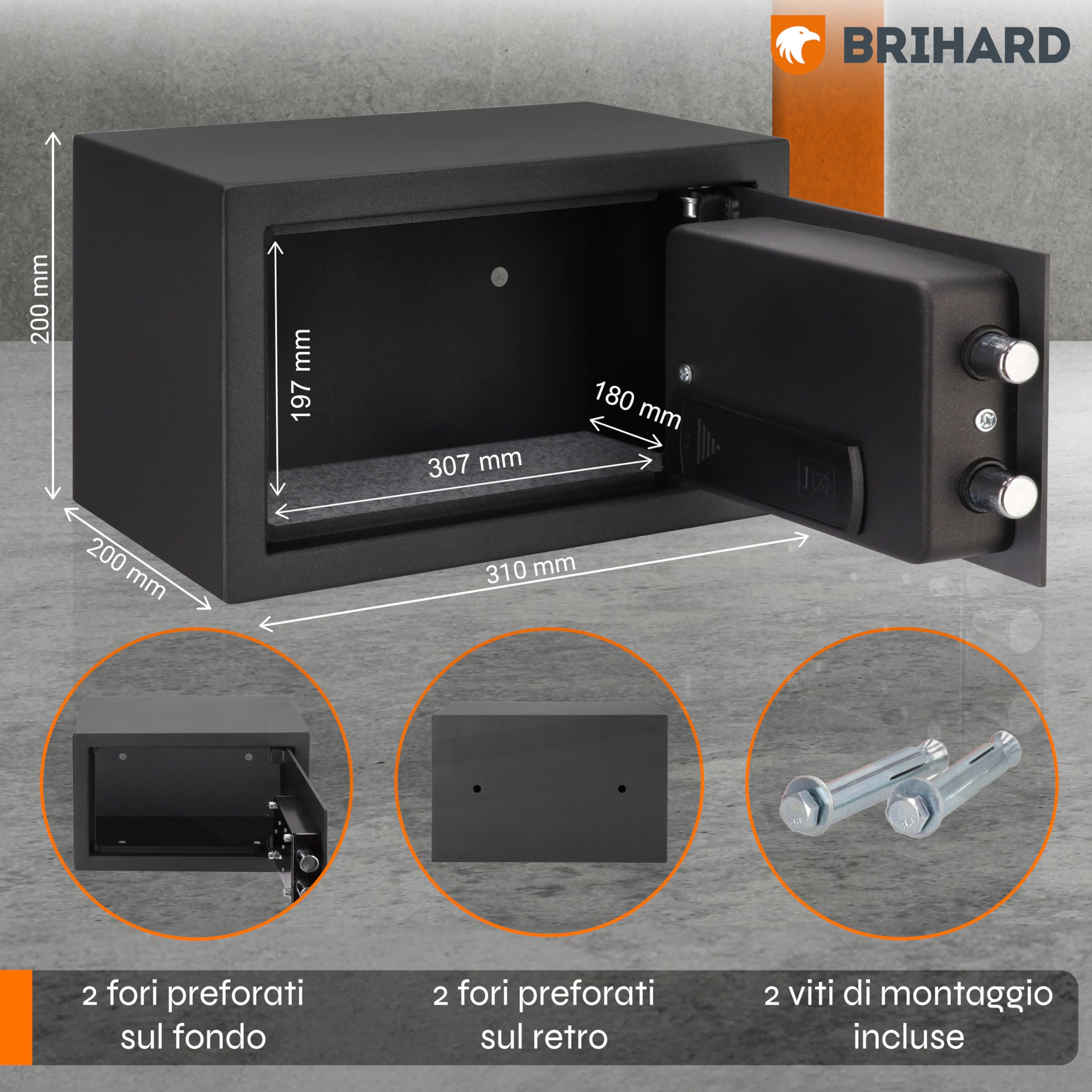 Home Cassaforte Elettronica Compatta 11L – Cassaforte Piccola 20x31x20 cm con Tastierino Digitale e Schermo LED – Cassetta di Sicurezza per Contanti e Gioielli