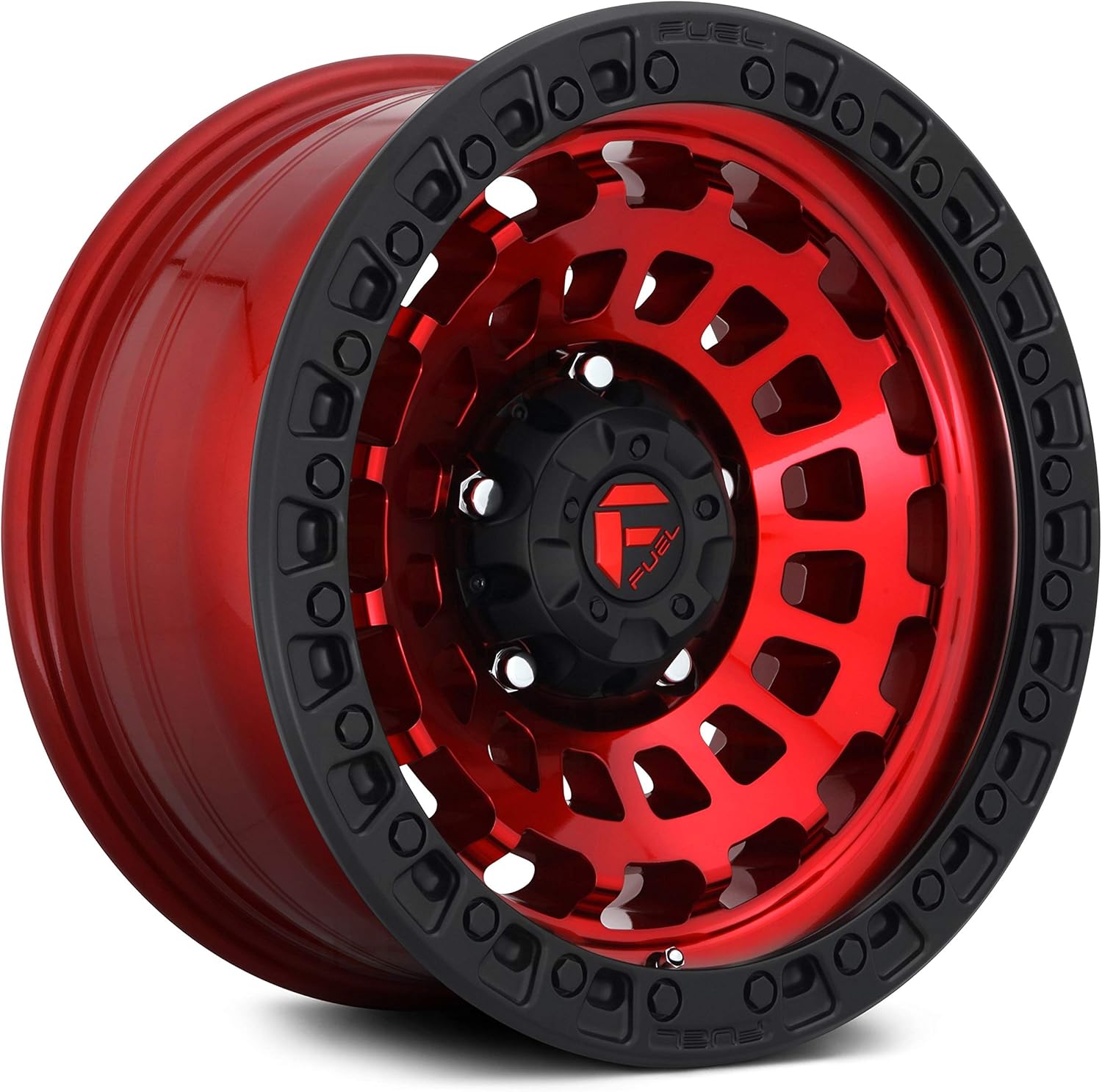 FUEL OFF-ROAD D632 ZEPHYR 17X9, 5X5.0, 4.53, 12mm CANDY RED BLACK BEAD RING - D63217907545