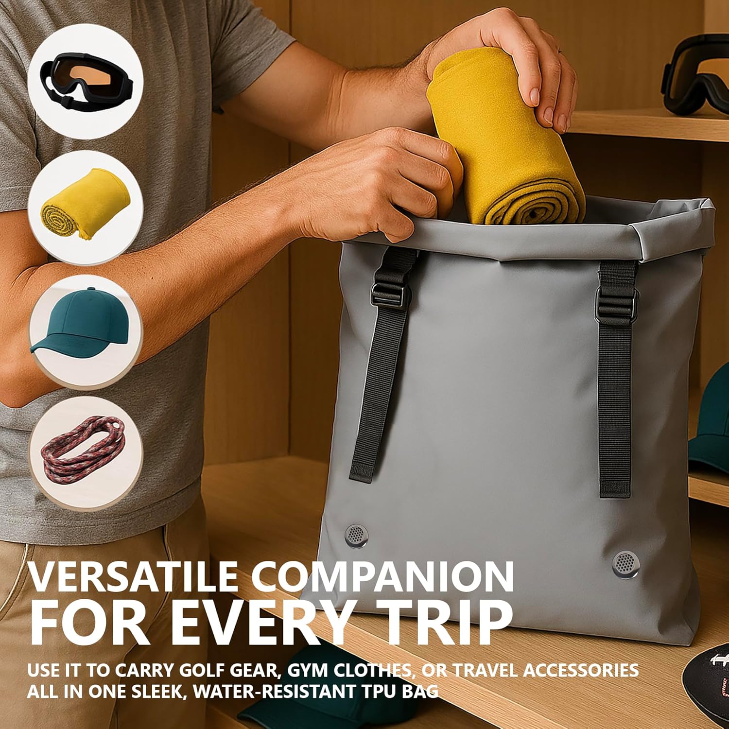 Premium Travel & Golf Shoe Bag – Water-Resistant TPU Cleat Bag for Men’s Golf Shoes (Up to Size 14) | Washable, Vented, Lightweight Shoe Organizer for Sports, Gym & Travel - Image 6