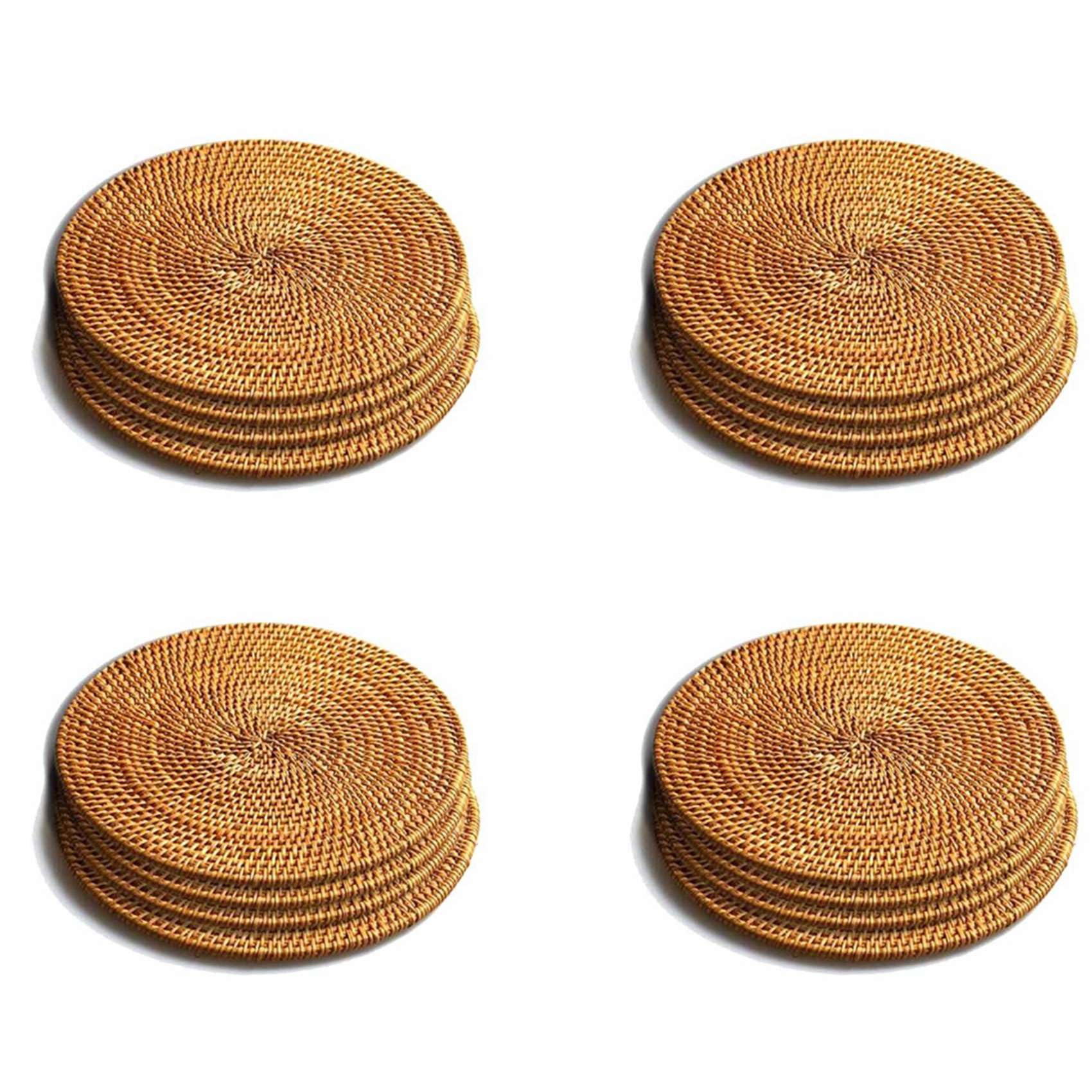 Hndhbfgrt 16 Pcs Rattan Trivets for Hot Dishes-Insulated Hot Pads, Pot Holder for Table,Heat Mats for Kitchen