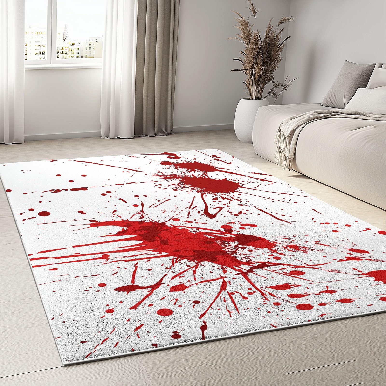 Tapis pour chambre 120x170 cm d'Halloween rouge et sanglant lavable