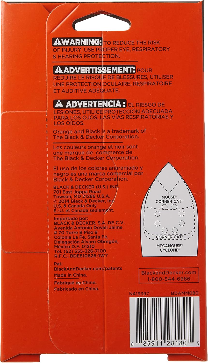 BLACK+DECKER BDAMM080 80G Mega Mouse Sandpaper, 5-Pack