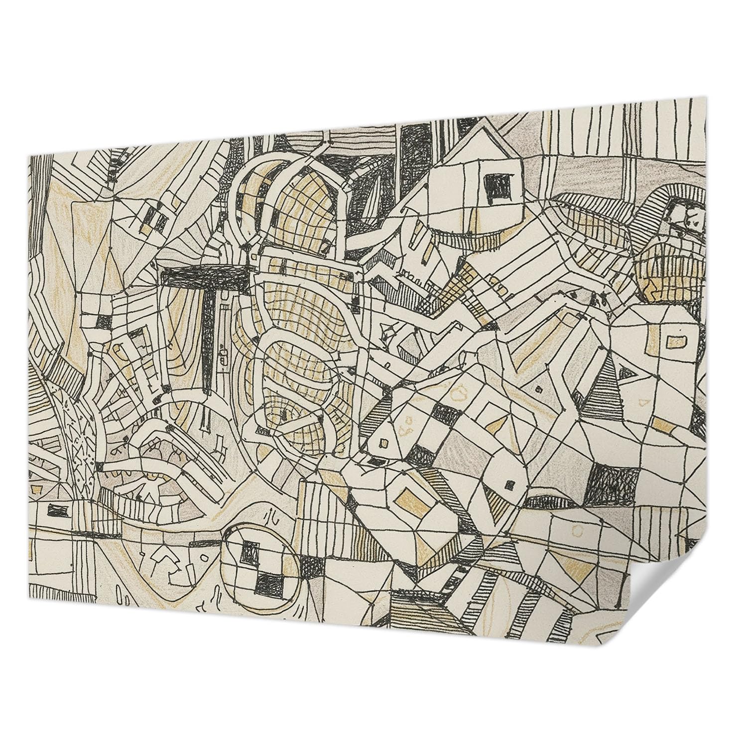 Papier peint adhésif chambre coucher décoration panoramique salon géométrique