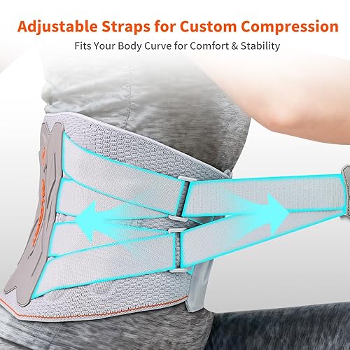 Miniatura 5 de Soporte de espalda para aliviar el dolor de espalda baja con sistema de soporte ergonómico 8X, cinturón de apoyo lumbar de punto 3D transpirable
