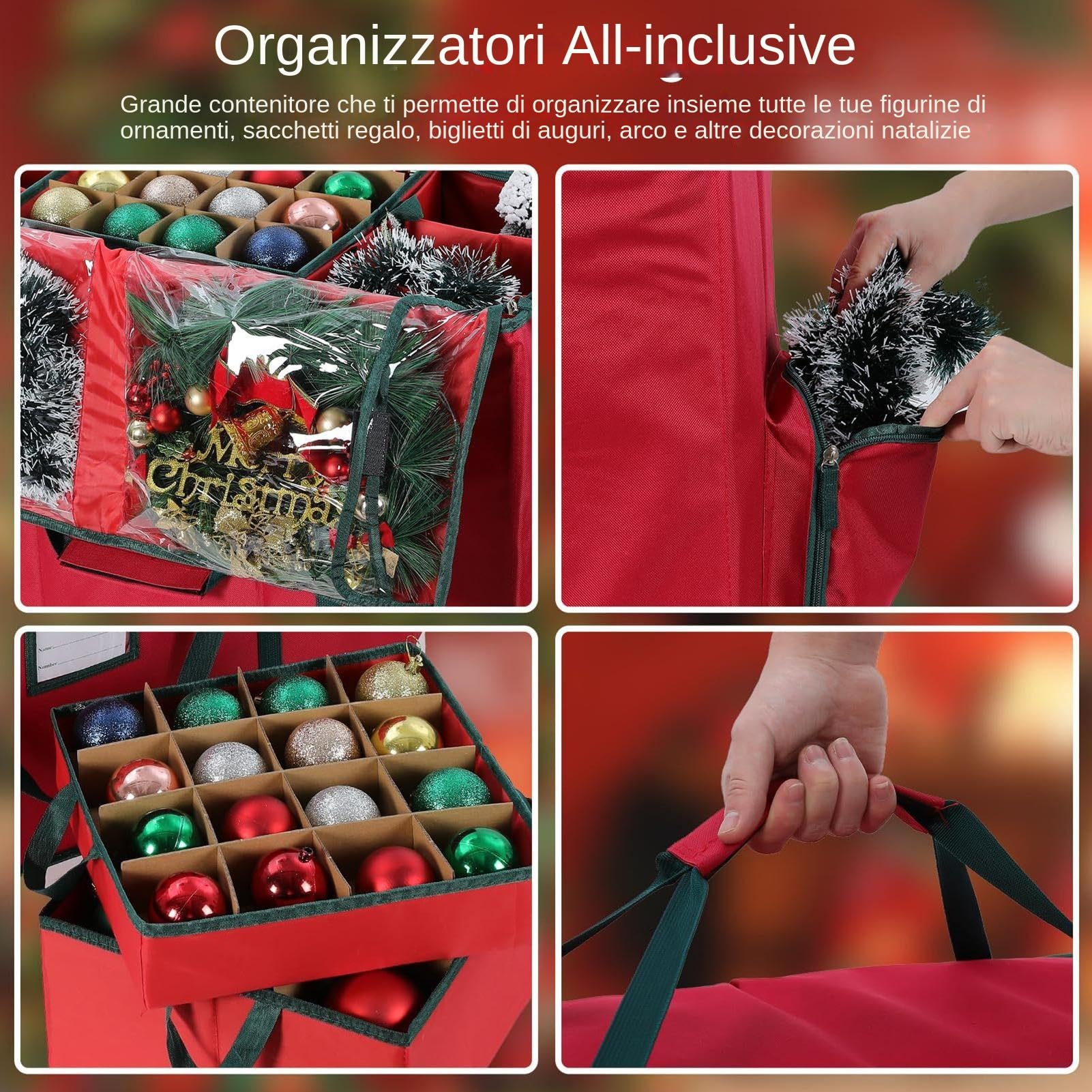 Generico Almacenamiento de Navidad - de Almacenamiento de Pierna | Grandes Bolsas para Decoración de Vacaciones - Bolsas para organizadores para Bolas Colgantes Figuritas Farol Apartamento