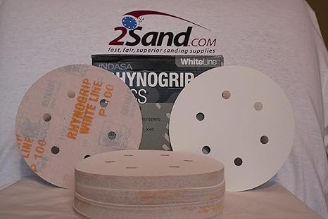 Indasa Rhynogrip 6 inch 6 Hole Hook & Loop Sanding Discs 50/box 80 Grit
