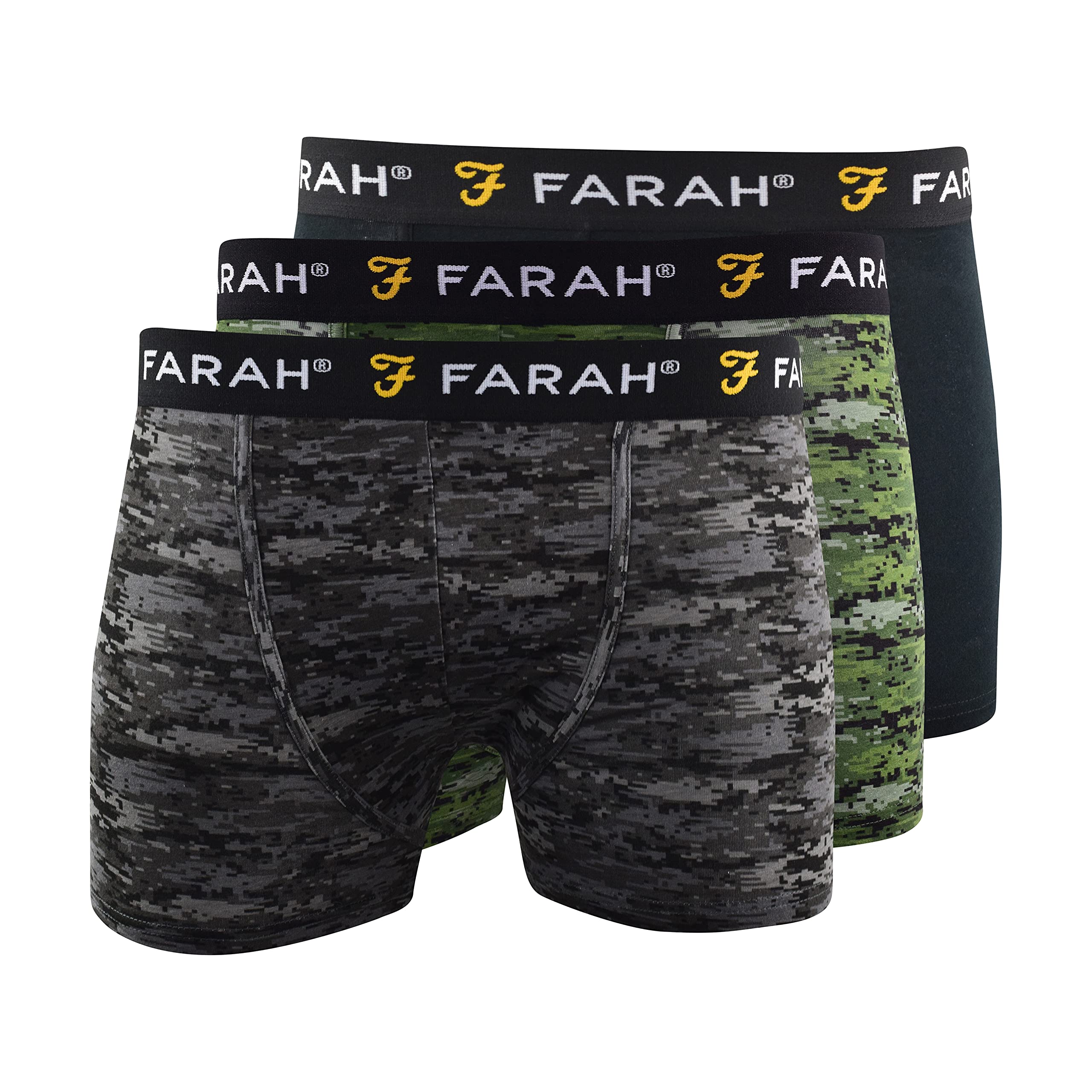 Mens Boxers Shorts (3 Pack) Farah Multipacked Underwear Gift Set, Mens Boxers Trunk(S,Hidden)
