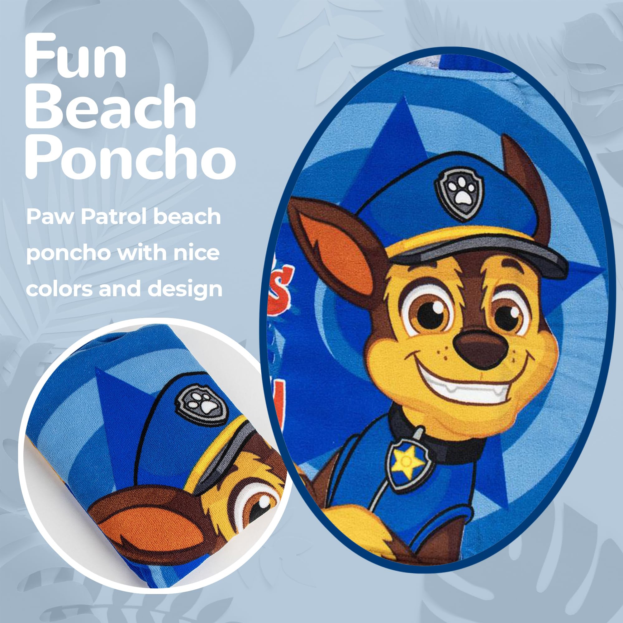 Poncho da bagno per bambini Paw Patrol – Asciugamano con cappuccio 50 x 115 cm – Poncho da spiaggia e piscina ragazzo – Accappatoio leggero ad asciugatura rapida – idea regalo per