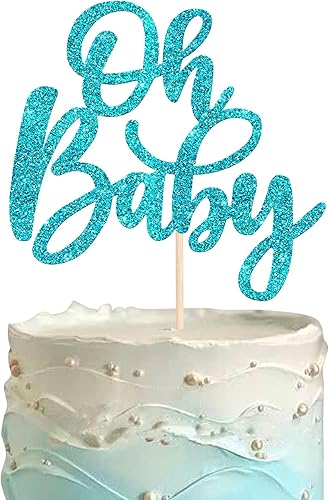 Miniatura 1 de 1 pieza Oh Baby Cake Topper Glitter Baby Shower Cake Pick para revelación de género celebrando baby shower, niños y niñas, fiesta de cumpleaños,