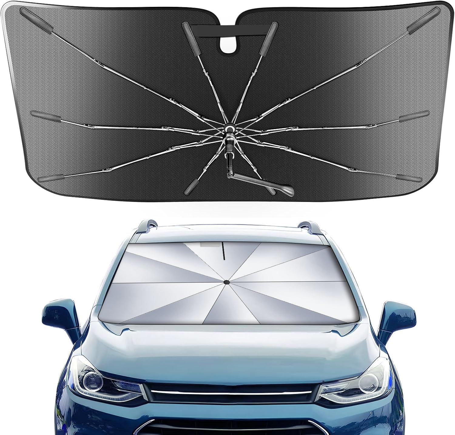 Photo 1 of [Upgrade] Portable for Chevy Trax 2013-2023 Windshield Sunshade Umbrella[Military-Grade Sturdy] with Carry Bag, 2 in1 Ice Crystal Durable Compact Shade Umbrella UPF50+ UV Front Window Outdoor Camping