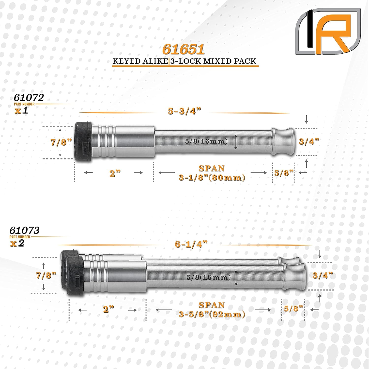 61651 | 3 Pack Mixed 2.5 - Keyed Alike, Hitch Locks (Fits: Gen-Y Hitch - 21K LB Series & 2.5" Receiver)