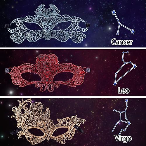 Miniatura 4 de SIQUK 36 máscaras de mascarada, máscara de doce constelaciones, máscara de encaje a granel para mujer, máscaras venecianas de encaje para baile de