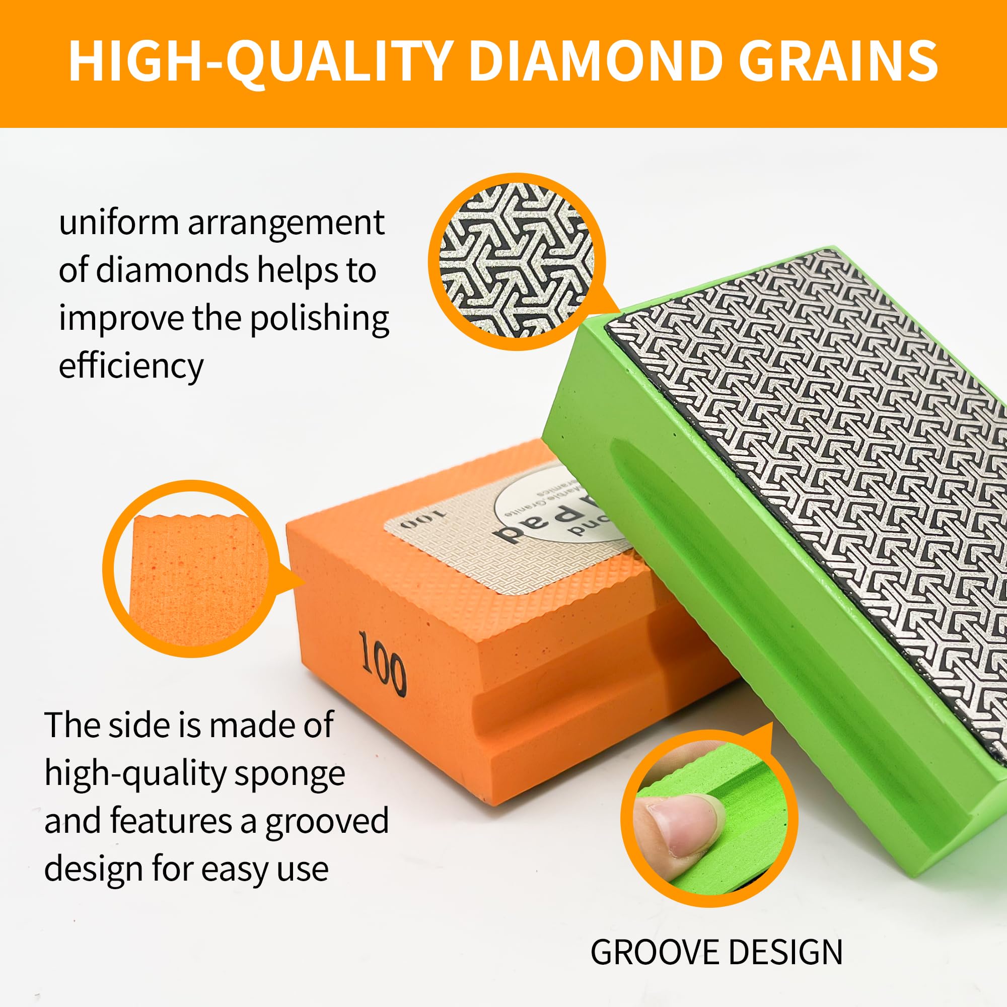 Diamond Polishing Pads - 60 Grit for Glass, Wood & Metal -3 Diamond Polishing Pads - 60 Grit for Glass, Wood & Metal -3