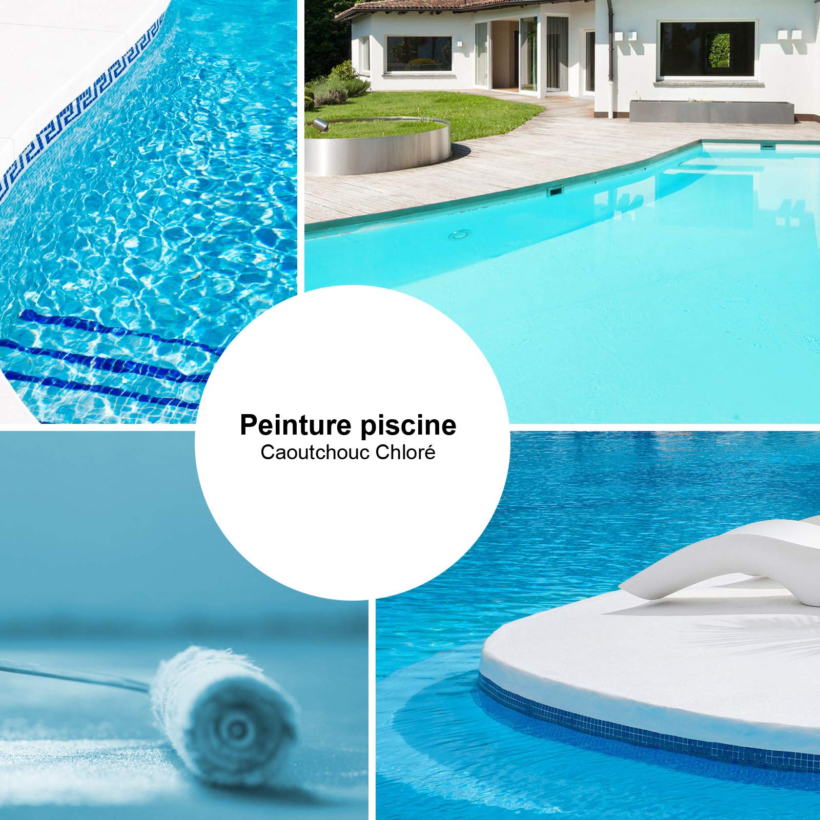 Peinture pour Piscine Béton, Maçonnerie, Plâtre LS-400 - Caoutchouc Chloré Revêtement Imperméable, Résistante - 10l Bleu