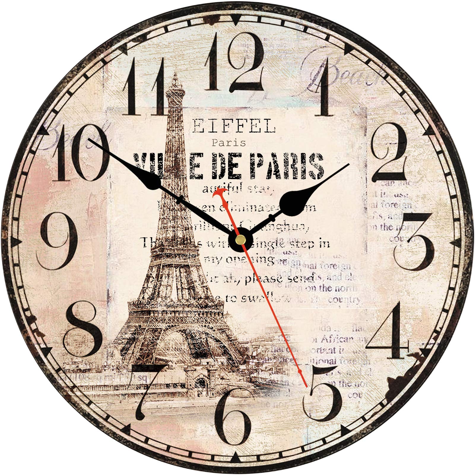 Buy Toudorp 14 Inch Wall Clock French Vintage Eiffel Tower Style Decor