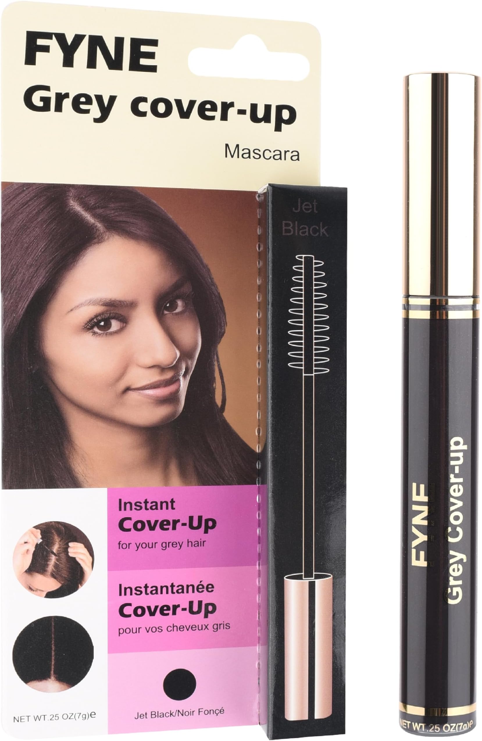 Root Touch Up Hair Mascara - Instant Jet Black Grey Hair Cover Up - Magic Retouch Temporary Hair Colour for Men & Women (Package may vary)