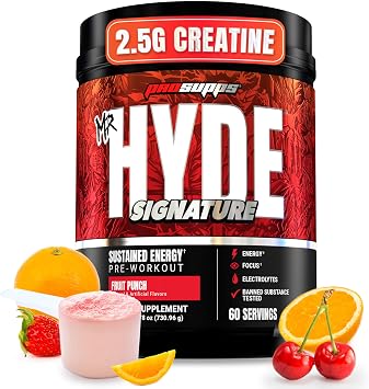 ProSupps Mr. Hyde Signature V2, Pre Workout Powder with Creatine, Beta Alanine & Caffeine - Performance, Energy & Hydration - Clean Fitness & Gym Supplements for Men & Women Fruit Punch, 60 Servings