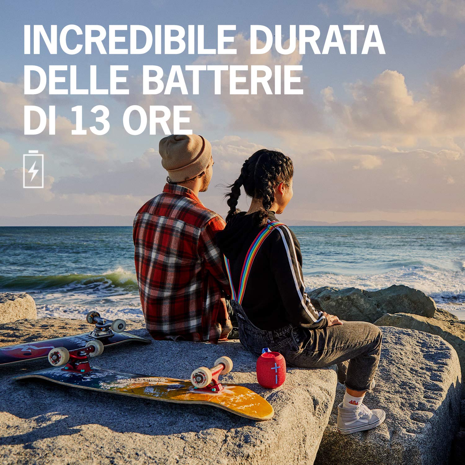 Ultimate Ears Wonderboom 2 Altoparlanti Bluetooth Wireless Portatili, Suono 360°, Bassi Potenti, Outdoor Boost, Impermeabile, Accoppia 2 Speaker per True Stereo, Batteria 13 ore, Blu