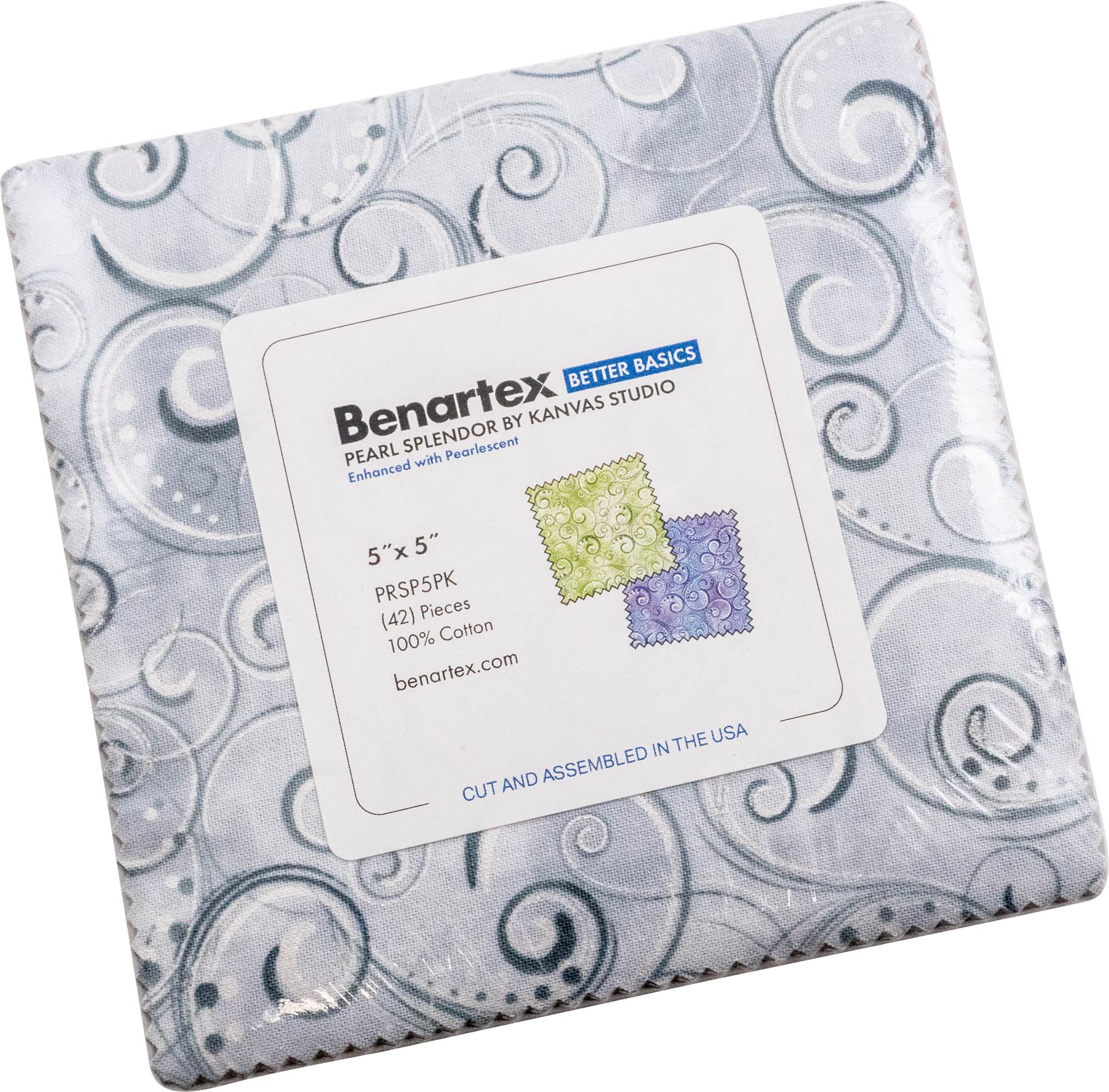 Kanvas Studio Better Basics Pearl Splendor 5X5 Pack 42 5-inch Squares Charm Pack Benartex