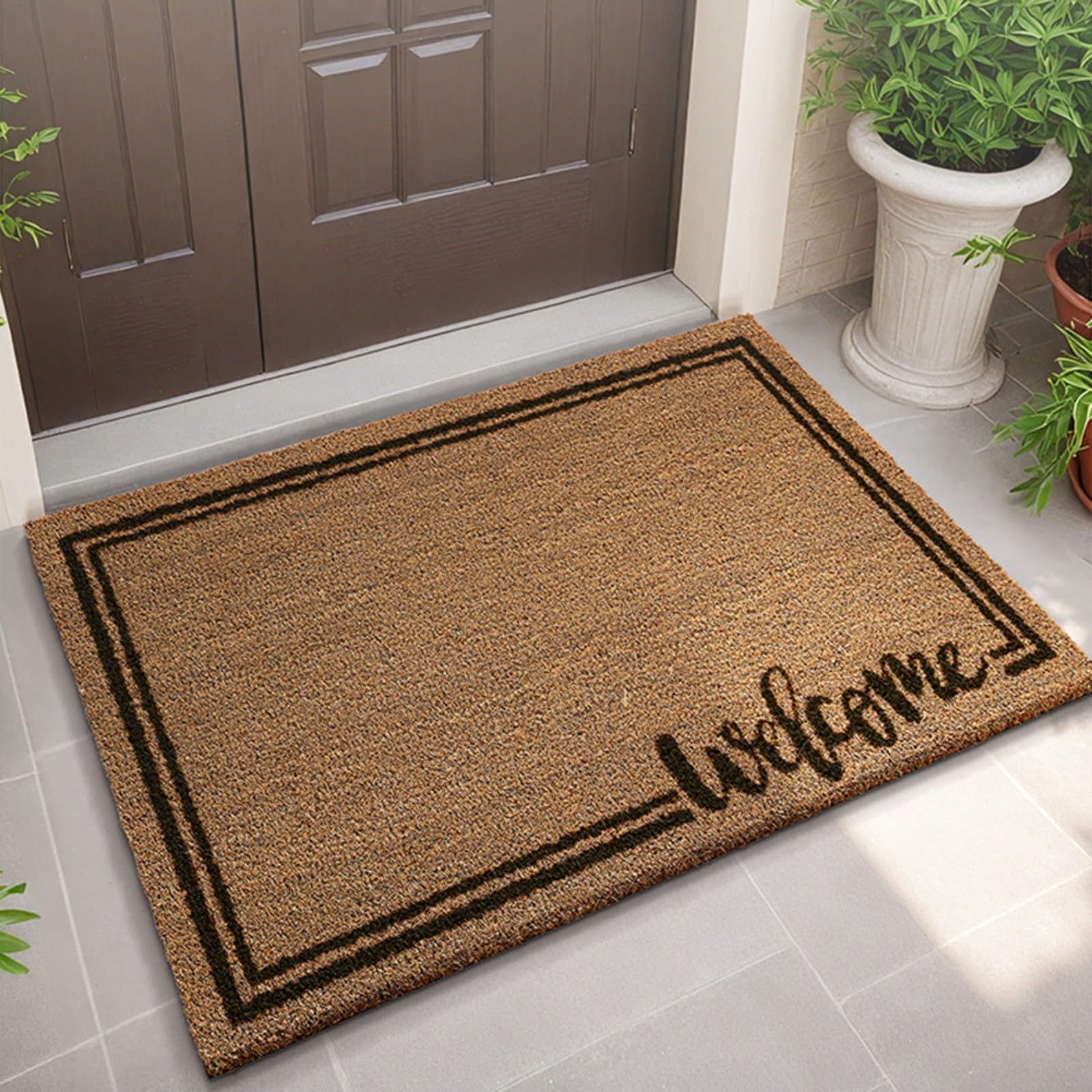 Tapis d'entrée rustique en fibre marron très résistant pour trappeur à domicile et bureau, 45,7 x 76,2 cm