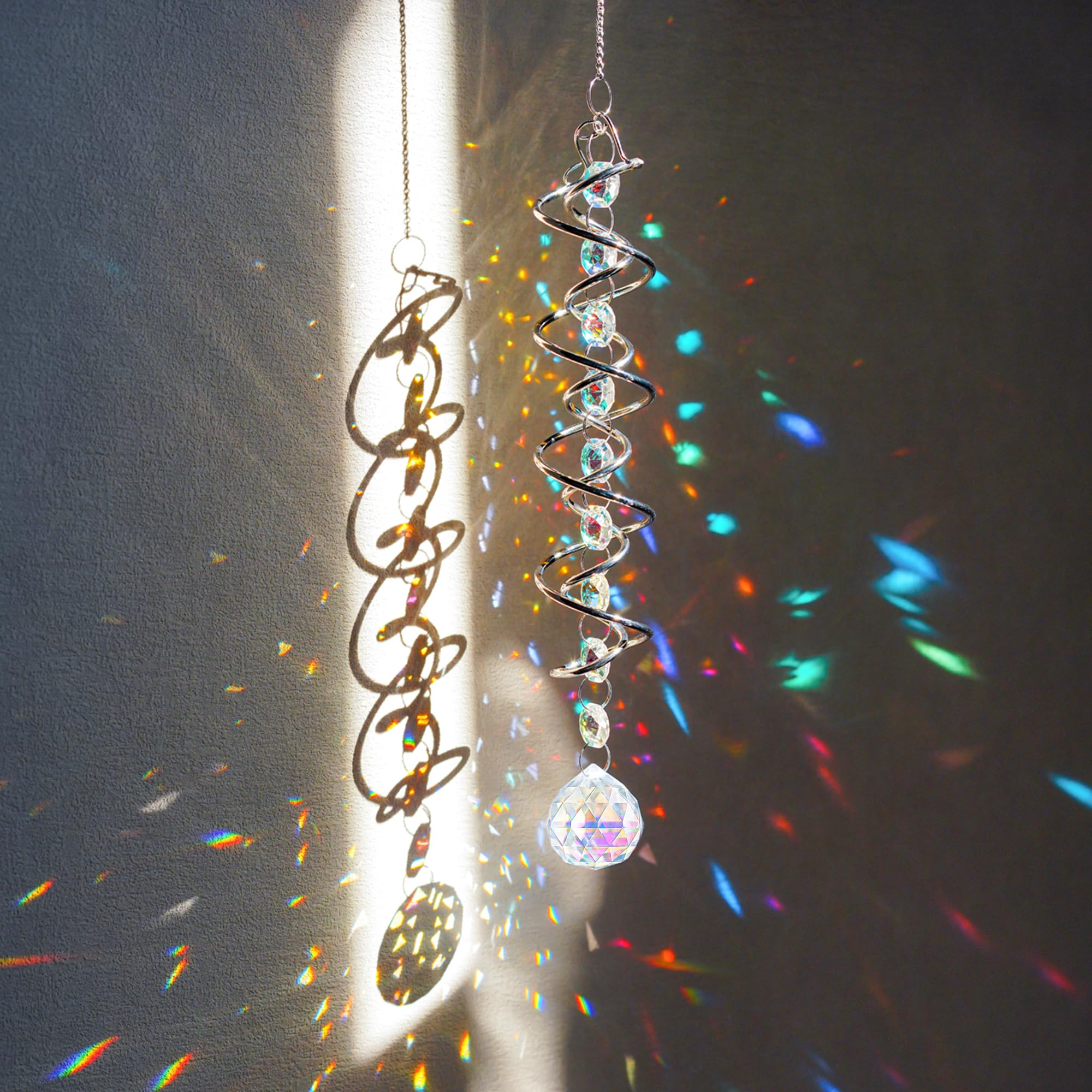 Spinner à vent rotatif H&D avec boule de verre effet arc-en-ciel