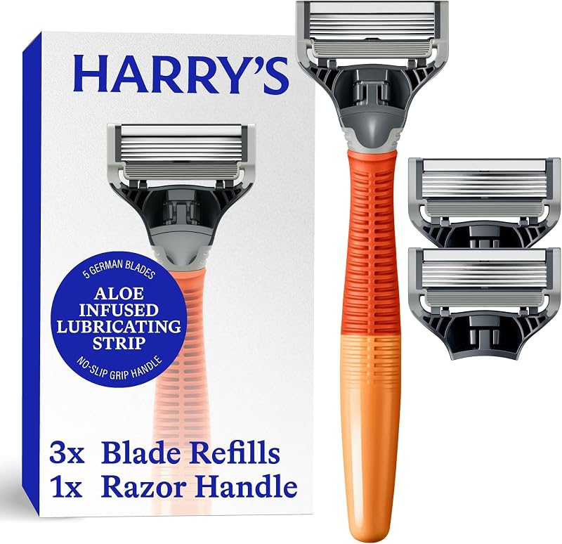 Kit de Barbear Harry's Original com cabo Truman e 3 cartuchos de lâminas – Ember, Pacote com 10