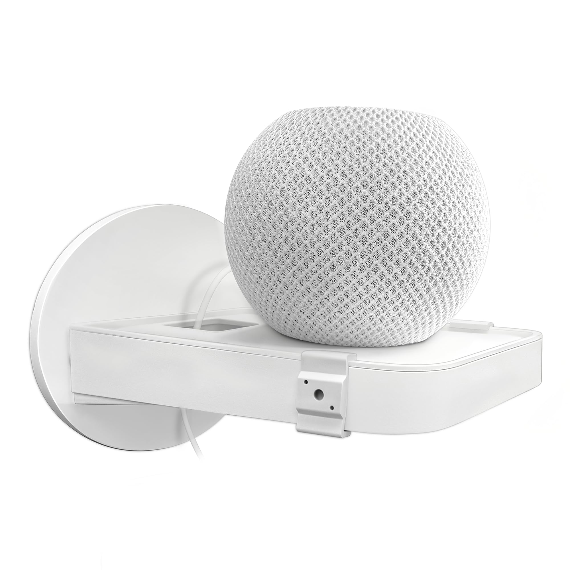 Wall Mount Shelf for UK Double Socket with Cable Organizer, No Drill, White