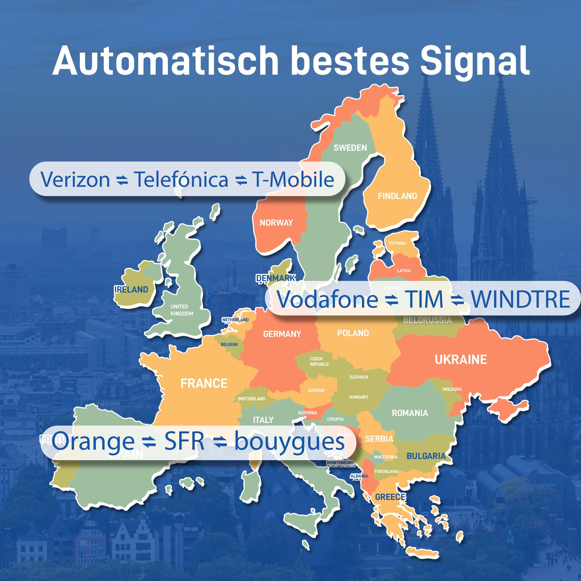 KiwiSIM Karta SIM przedpłacona 1 GB 30 dni 4G LTE – Globalne użytkowanie w 45 krajach | Kompatybilna z Telefónica, O₂, Vodafone | Dla smartfonów, punktów hotspot, kamer i urządzeń GPS