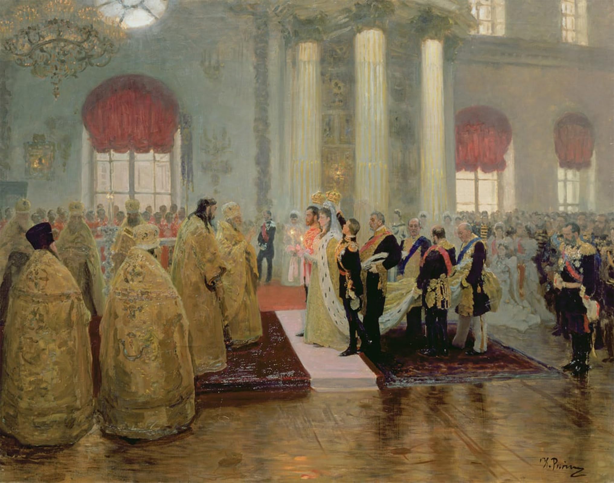 POSTERIIk Vintage Classic Picture Landscape Artwork the Marriage of Tsar Nicholas Ii and Alexandra Feodorovna by Ilya Efimovich Repin Portrait Canvas Painting for Office Home Decor 60x90cm