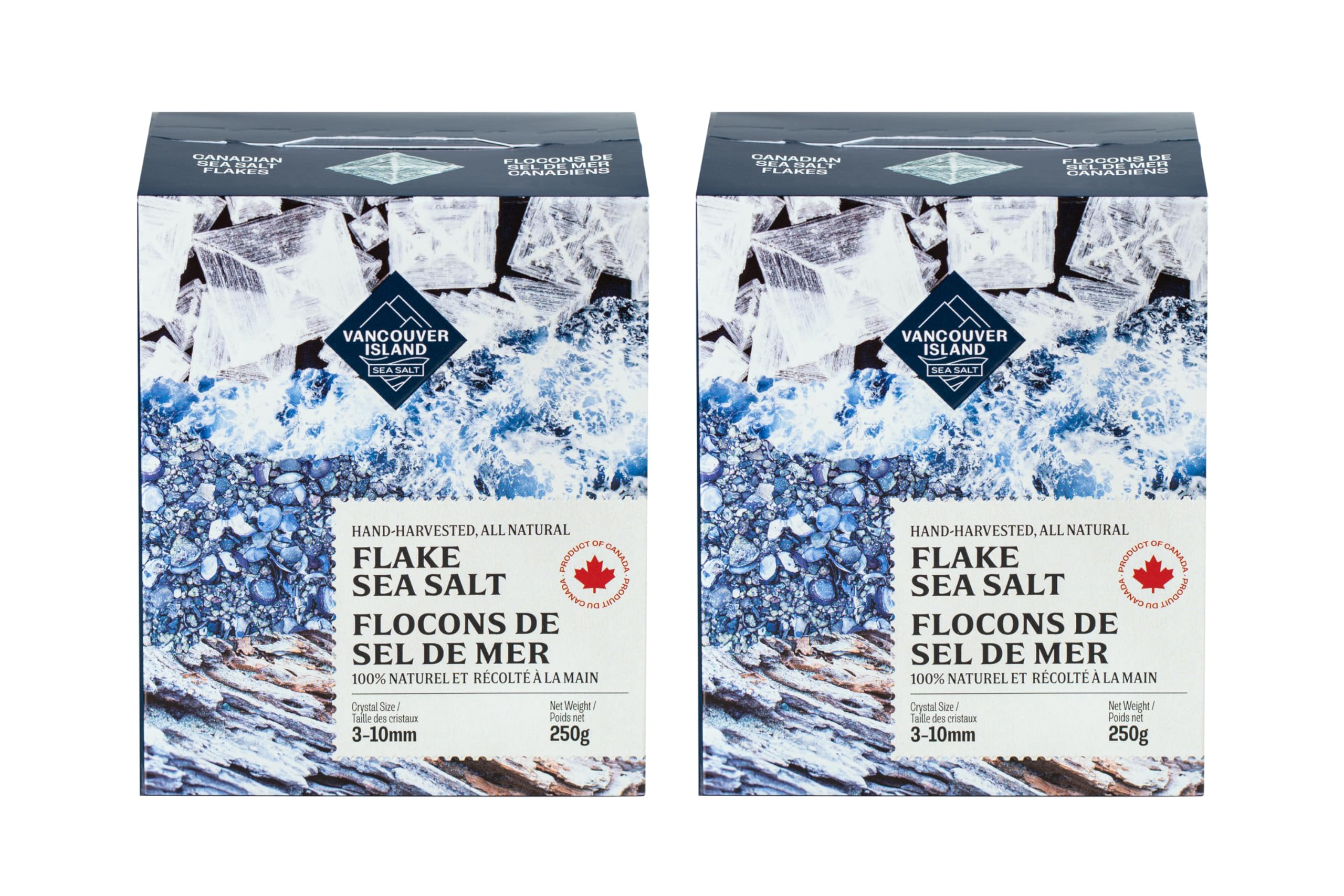 Sea Salt - 2 x 8.8oz of Large Salt Flakes - Hand Harvested on Vancouver Island - Perfect for Seasoning, Baking, Cooking, and Finishing - All Natural Flaked Salt