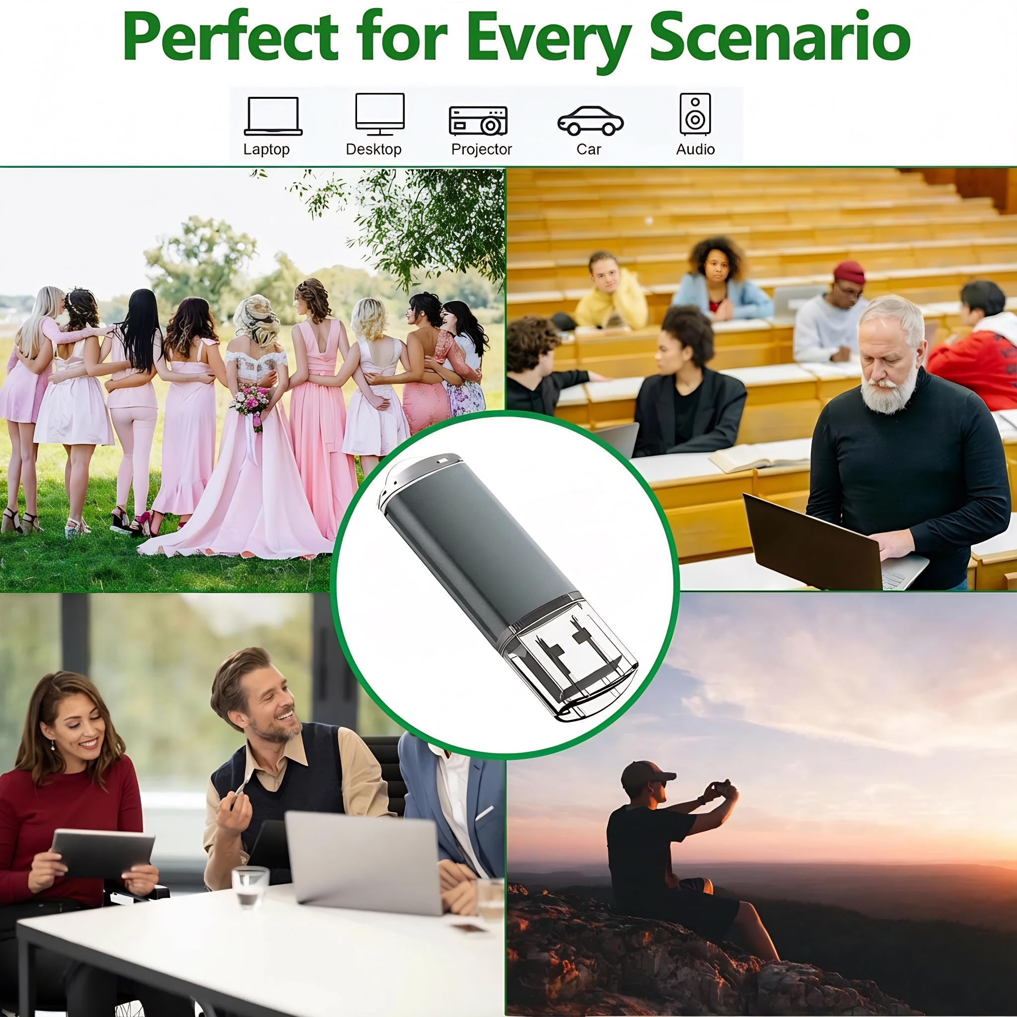 2GB Chiavetta USB 3 Pezzi Pen Drive 2GB WISEORANGE Metallo USB2.0 Unità Memoria USB per PC, Laptop,TV con Luce LED (3 colori)