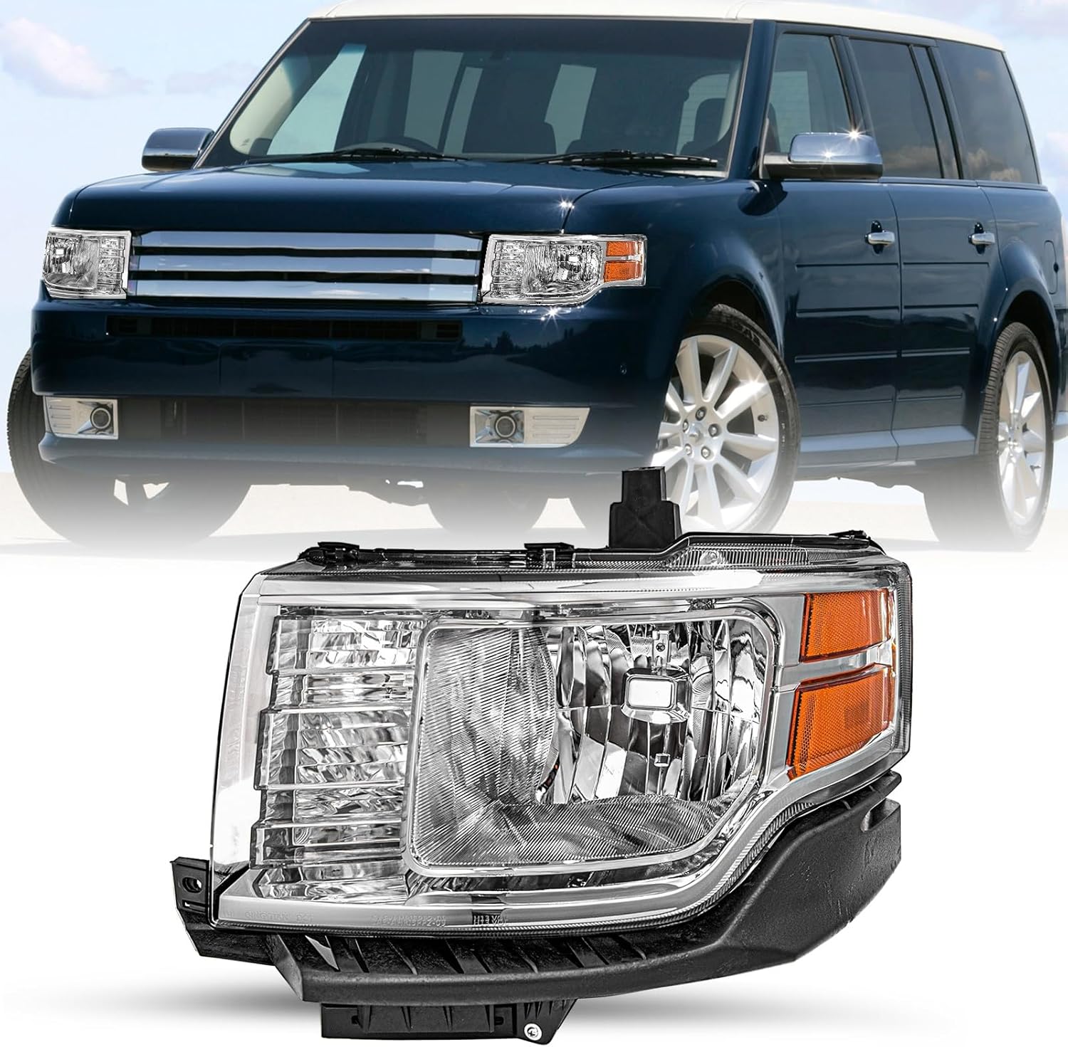 SOCKIR Headlight Assembly [Halogen Model] Fit for 2009-2012 Ford Flex OE Style Headlamp Replacement Left Driver Side