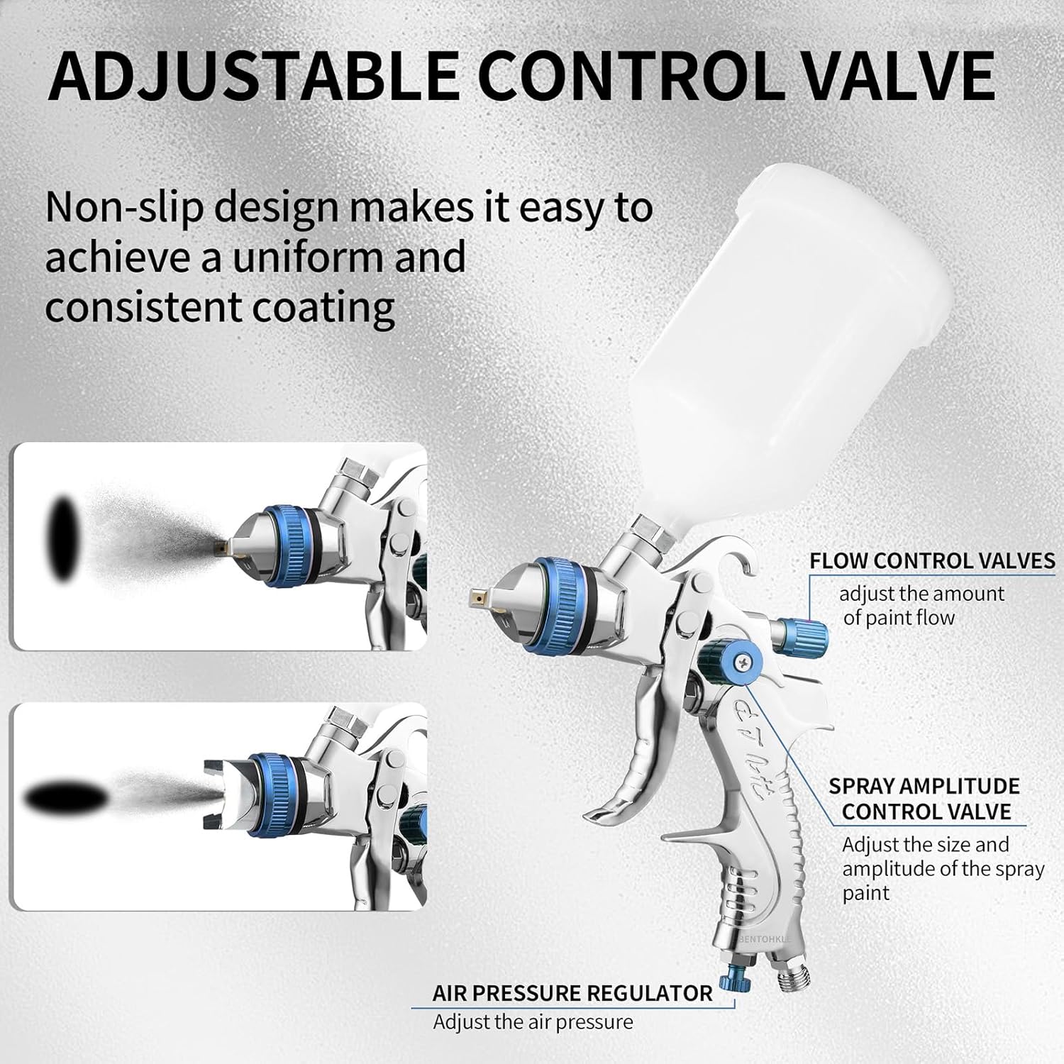 HVLP Spray Gun Kit with 1.4/1.7/2.0/2.5mm Nozzles, Professional Car Paint Spray Gun Wall Repair Furniture Refinishing Painting Gun, Gravity Feed Paint Sprayer Gun (Blue)