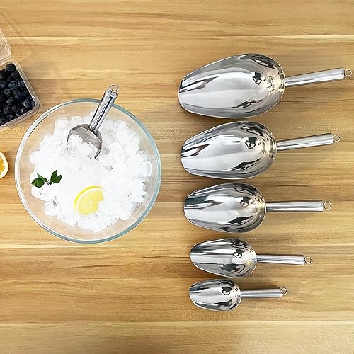 Miniatura 7 de Cuchara de hielo de metal de 12 onzas, pequeña cuchara de hielo de acero inoxidable para máquina de hielo, cubeta de hielo, cocina, congelador, bar,