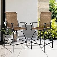 LEVELEVE 2-Piece Patio Swivel Bar Stools Set - All-Weather Textilene Outdoor Bistro Chairs, 360° Swivel, 350lbs Capacity, Dark Brown