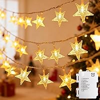 Vista 1 de echosari Cadena de luces con forma de estrella, funciona con pilas, temporizador automático, luces LED de hadas con forma de estrella de 158