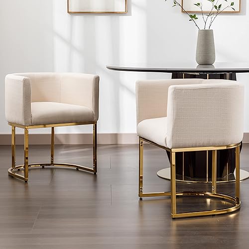 Miniatura 19 de Silla de comedor tapizada, moderna silla lateral de barril, sillas de comedor tapizadas, cómoda silla auxiliar de cocina para sala de estar, color