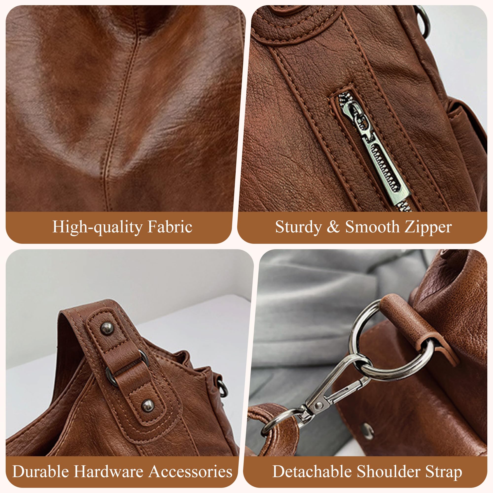 Bolso Bandolera Mujer PU Gran Capacidad Tote Shopper Bolso Hombro Grande Clásico Vintage Elegante Bolso Mano Ajustable Para Oficina Universidad Trabajo Diario