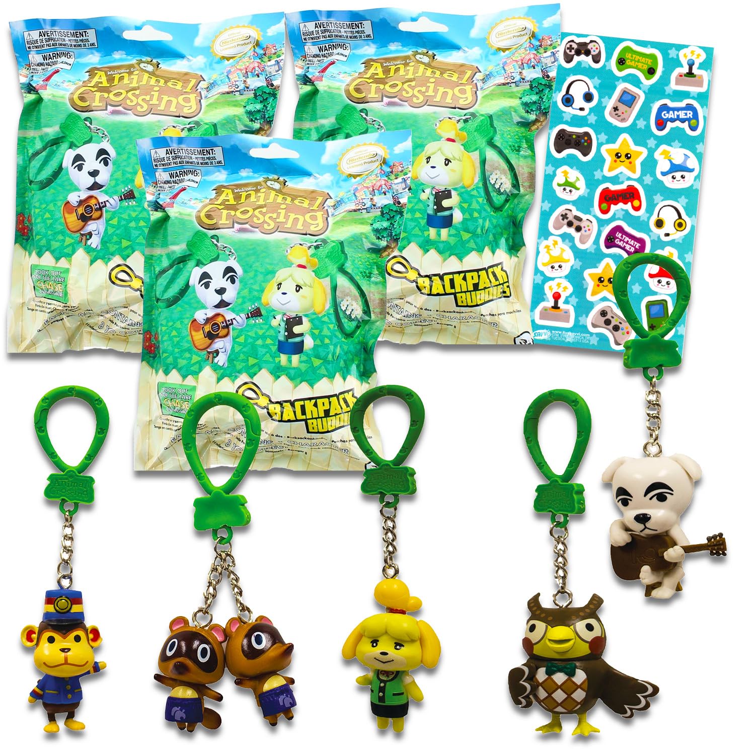 animal crossing backpack buddies blind bag mini toy figure Animal Crossing Blind Bag Party Favors 3 Pack – Bundle with 3 Animal  Crossing Blind Bags with Figure Keychains Plus Stickers