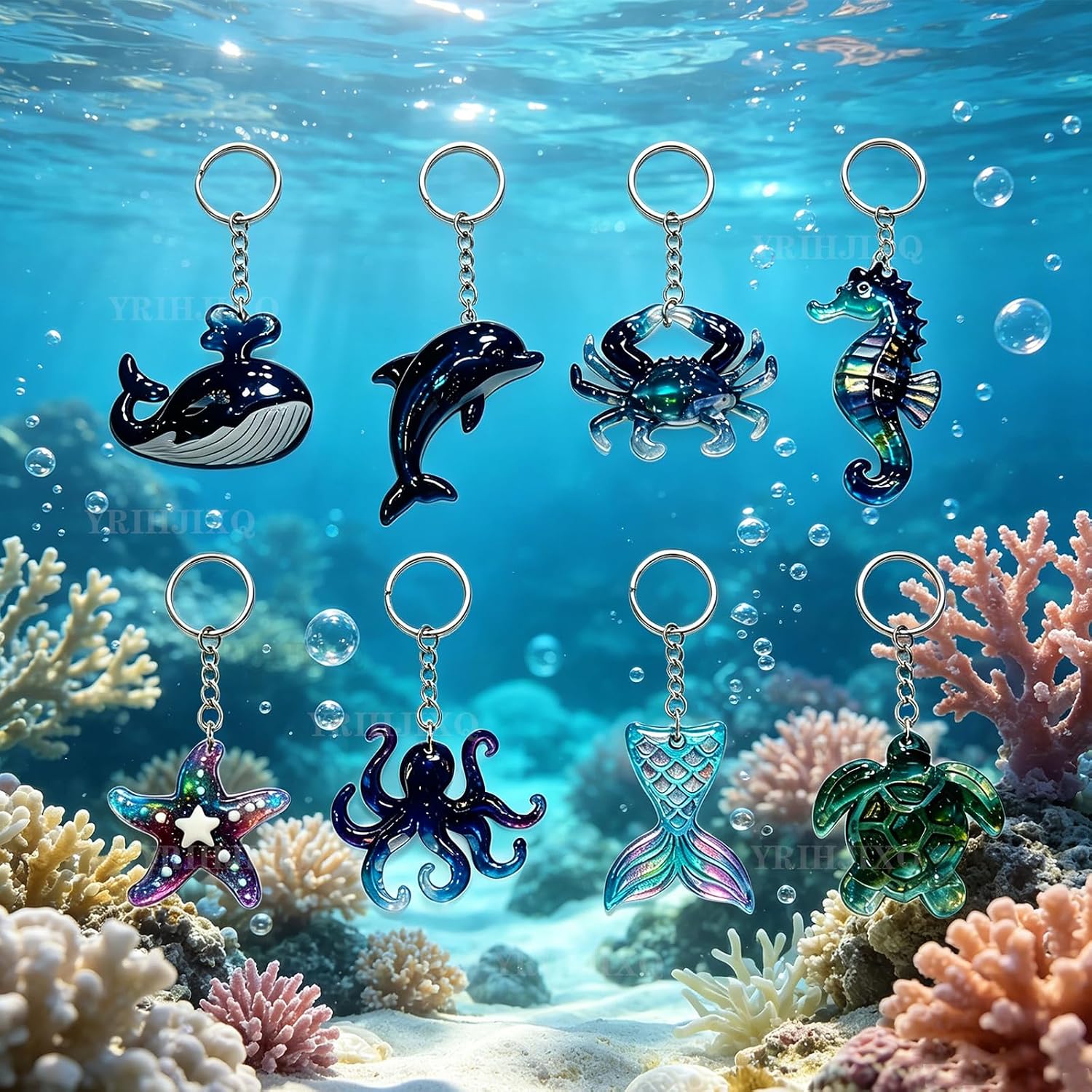 3Pcs Ocean Sea Animal Resin Keychain Molds Epoxy Casting Molds with Marine Creatures DIY Keychains,Pendants,Jewelry Making,Crafts Ornaments