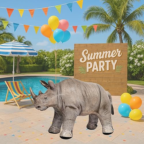 Miniatura 5 de Jet Creations an-Rhino - Animal inflable de rinoceronte blanco de 36.0 in, decoración de fiesta, accesorio de fotos de animales de peluche
