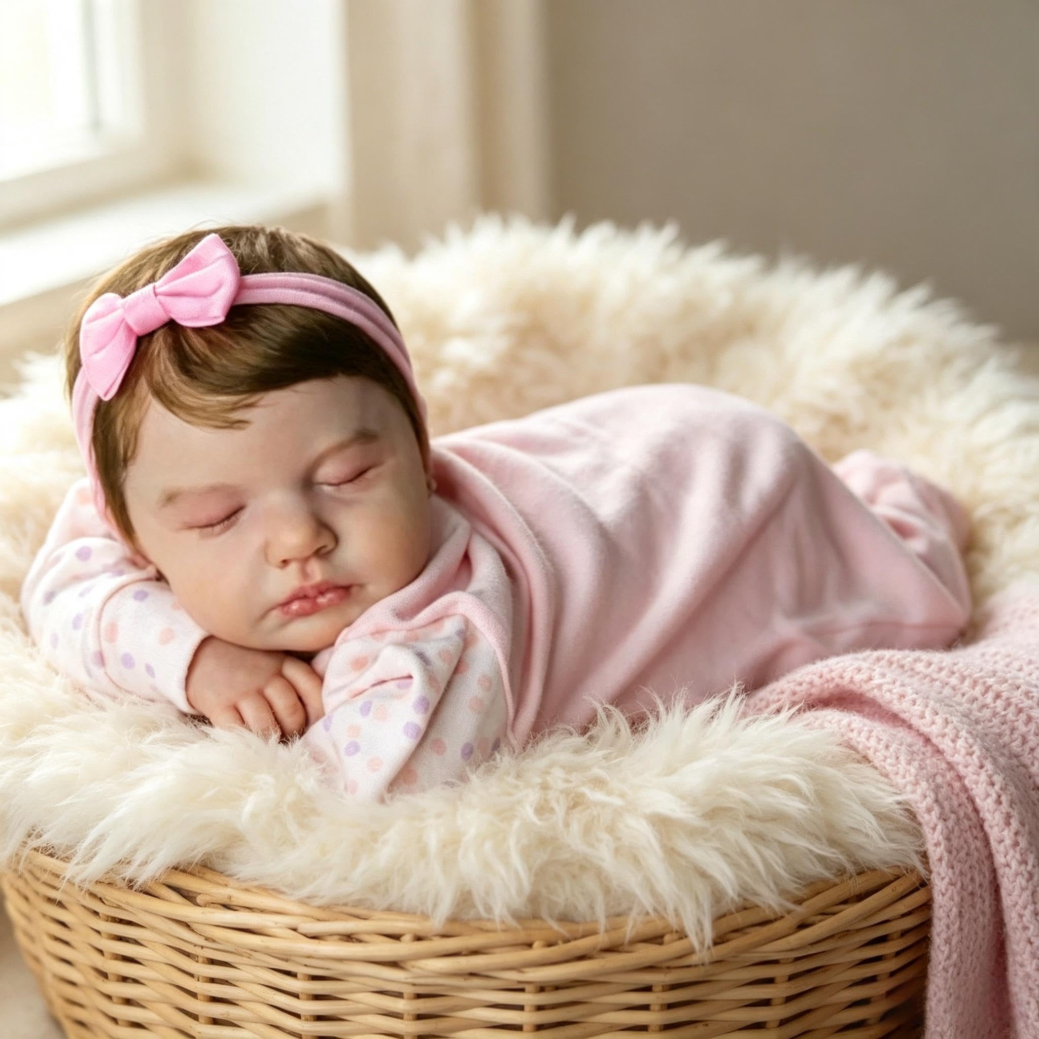 RXDOLL Reborn Baby Vollsilikon Lebensecht, Silikon Ganzkörper Baby Mädchen 50CM Lebensechte Puppe Wie Echtes, Reborn Puppen Lebensecht, Echt Aussehende Puppe Mit Haaren