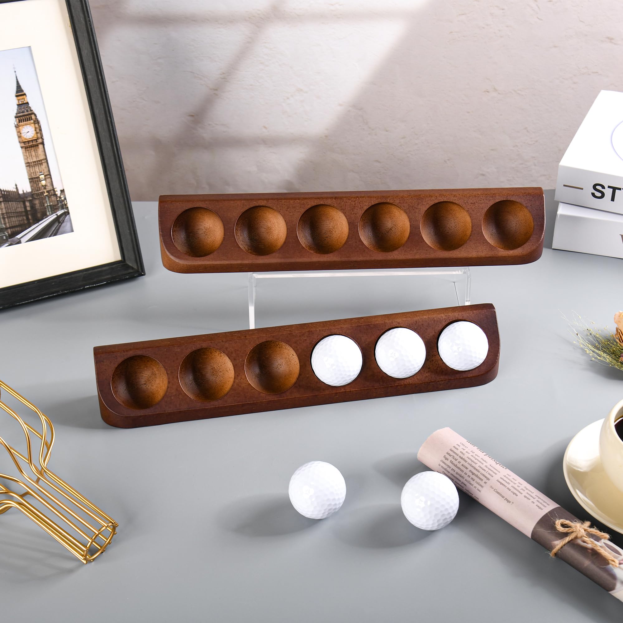 Tapeera 2er-Pack Golfball Vitrine Wandhalterung – Holz Setzkasten für 12 Golfbälle – Golfball Regal für Sammler – Sport Memorabilia Schaukasten – Golf Zubehör Geschenk Herren