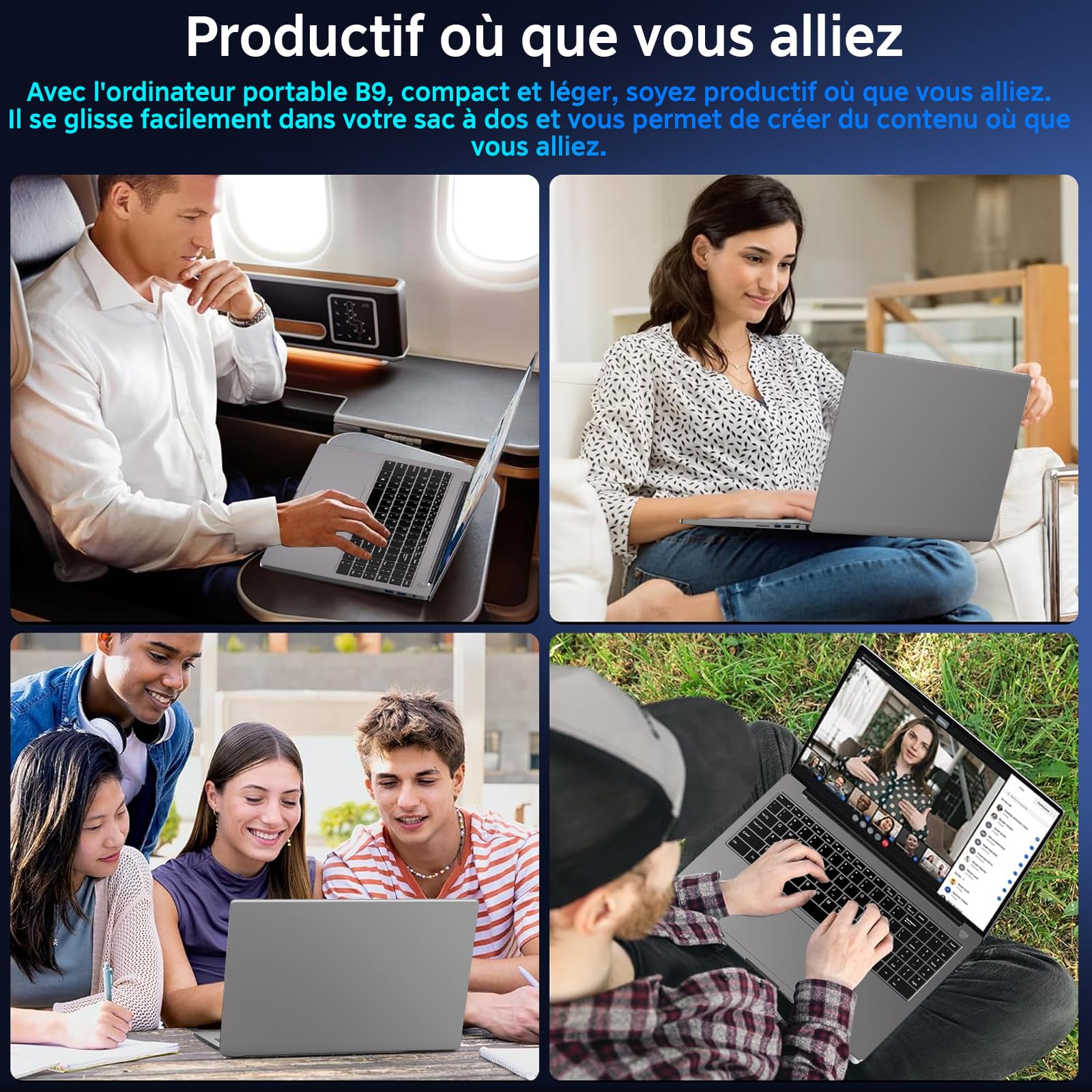 Ordinateur Portable 16 Pouces Core i3-1000NG4 (jusqu'à 3,2 GHz),16+512Go SSD Soutien Extension 1TB ,PC Portable Win11 Avec Double WIFI 1920x1200 BT4.2 Souris sans Fil&AZERTY Clavier Couverture-Gris